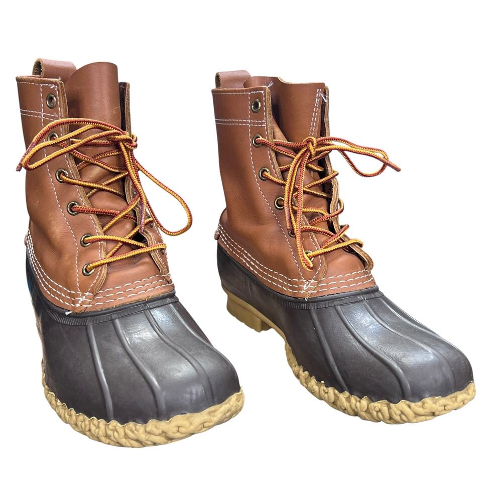 L.L. Bean Women’s 8" Limited Edition Navy Brown Duck Boots Size 7 - Picture 5 of 10